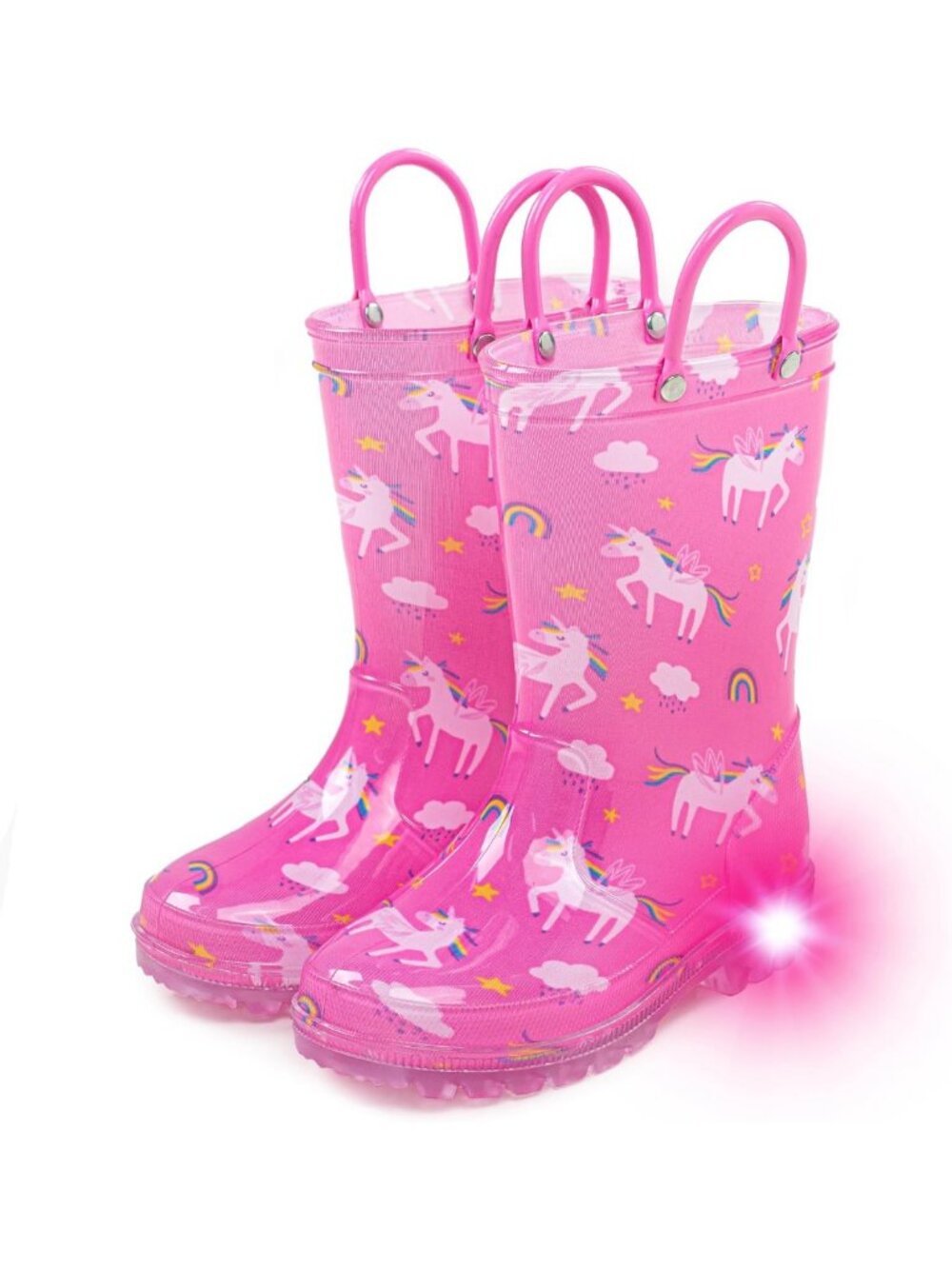 Waterproof Toddler Rain Boots for Kids - Fun Patterns & Easy-On Handles